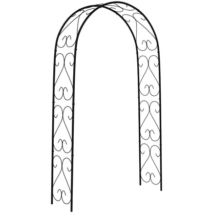 Rose Arch, Steel Garden Arch for Climbing Plants, 125 x 37 x 230 cm Trellis, Garden Decoration, Black