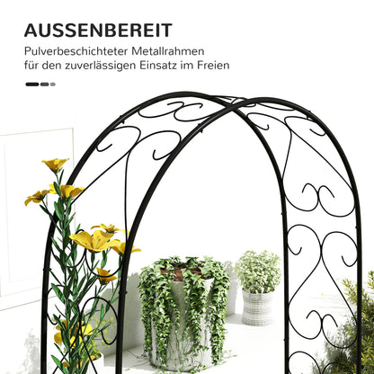 Rose Arch, Steel Garden Arch for Climbing Plants, 125 x 37 x 230 cm Trellis, Garden Decoration, Black