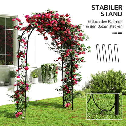 Rose Arch, Steel Garden Arch for Climbing Plants, 125 x 37 x 230 cm Trellis, Garden Decoration, Black