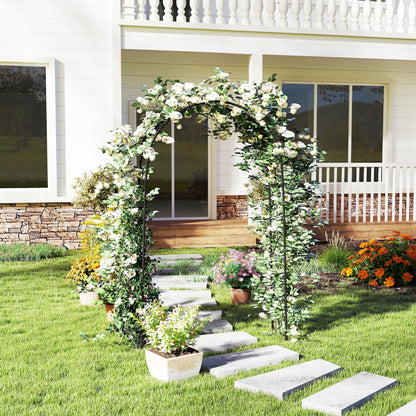 Rose Arch, Steel Garden Arch for Climbing Plants, 125 x 37 x 230 cm Trellis, Garden Decoration, Black