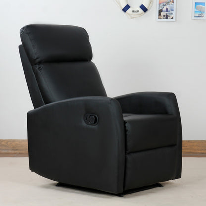 Reclining Relax Armchair, Adjustable and Ergonomic, in PU Leather with Padding, for Home and Office, 65x92x100 cm, Black