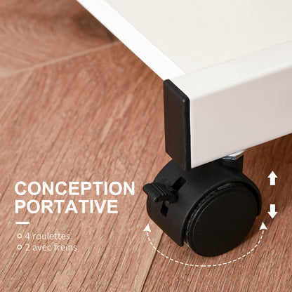 Rolling Computer Desk - Mobile Desk - Computer Table - Sliding Keyboard Shelf + Shelf - White