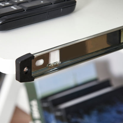 Rolling Computer Desk - Mobile Desk - Computer Table - Sliding Keyboard Shelf + Shelf - White