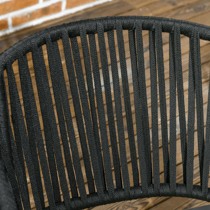 2-Piece Garden Chairs with Cushions Outdoor Furniture Set in Boho Style Patio Chair, Metal Frame, 57 x 60 x 71 cm, Black