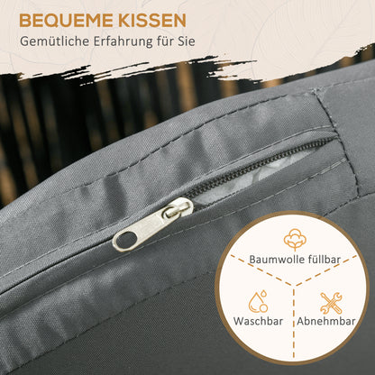 2-Piece Garden Chairs with Cushions Outdoor Furniture Set in Boho Style Patio Chair, Metal Frame, 57 x 60 x 71 cm, Black