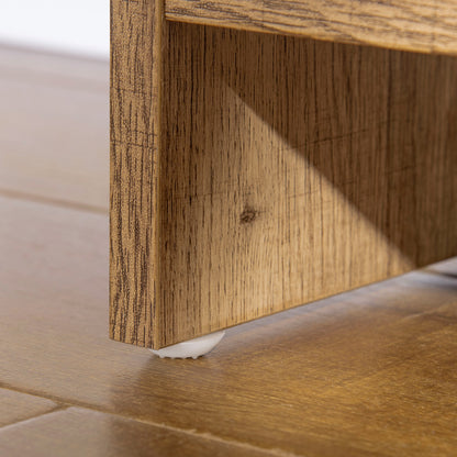 43" Industrial Design TV Stand with 2 Cupboards, 2 Niches, 2 Cable Holes, Wood Grain Finish and Black Metal Doors