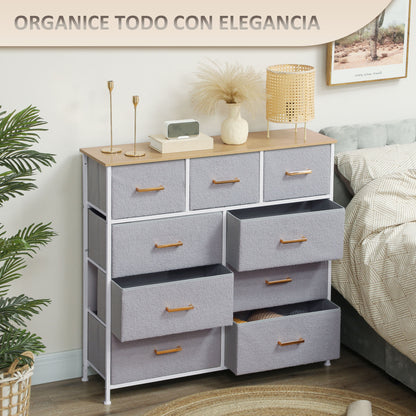 Chest of 9 Drawers Upholstered in Faux Sherpa Fabric Drawer Chest with Steel Structure Chest for Bedroom Hallway Gray