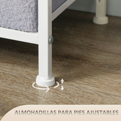 Chest of 9 Drawers Upholstered in Faux Sherpa Fabric Drawer Chest with Steel Structure Chest for Bedroom Hallway Gray