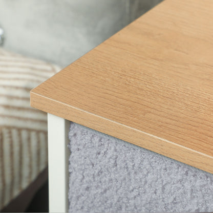 Chest of 9 Drawers Upholstered in Faux Sherpa Fabric Drawer Chest with Steel Structure Chest for Bedroom Hallway Gray