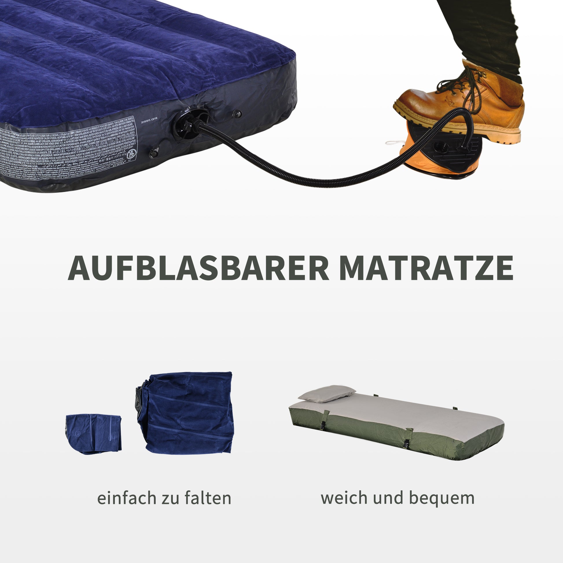 SoBuy Cot with Tent Pop-Up Tent with Air Pump, Mattress, Carrying Bag, Sleeping Bag, Waterproof Camping Cot Extra Wide Outdoor Camping Cot Dark Green 193x86x160 cm up to 114 kg