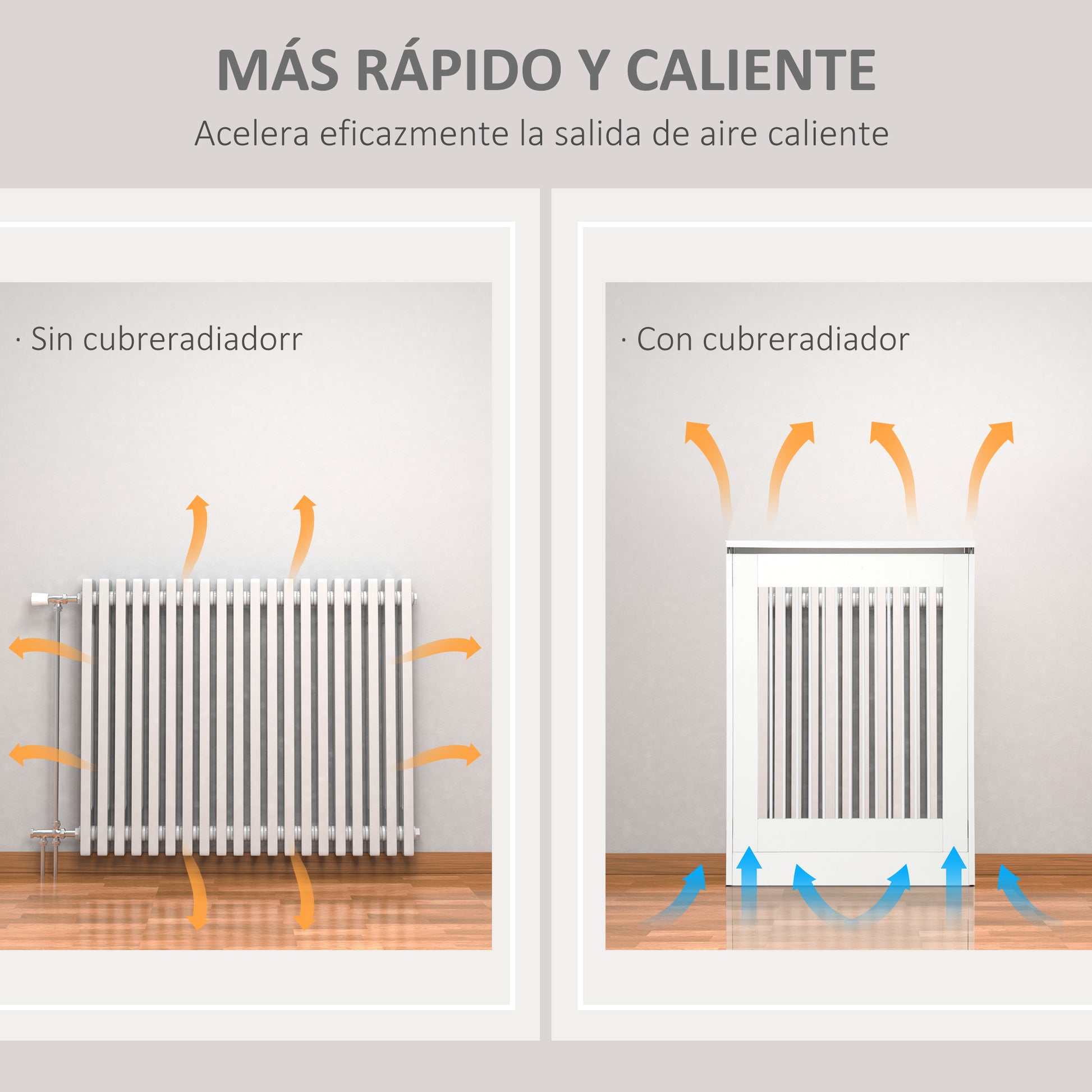 Radiator Cover Modern MDF Painted Radiator Cover with Top Shelf for Living Room Bedroom Office 60x18x84 cm White