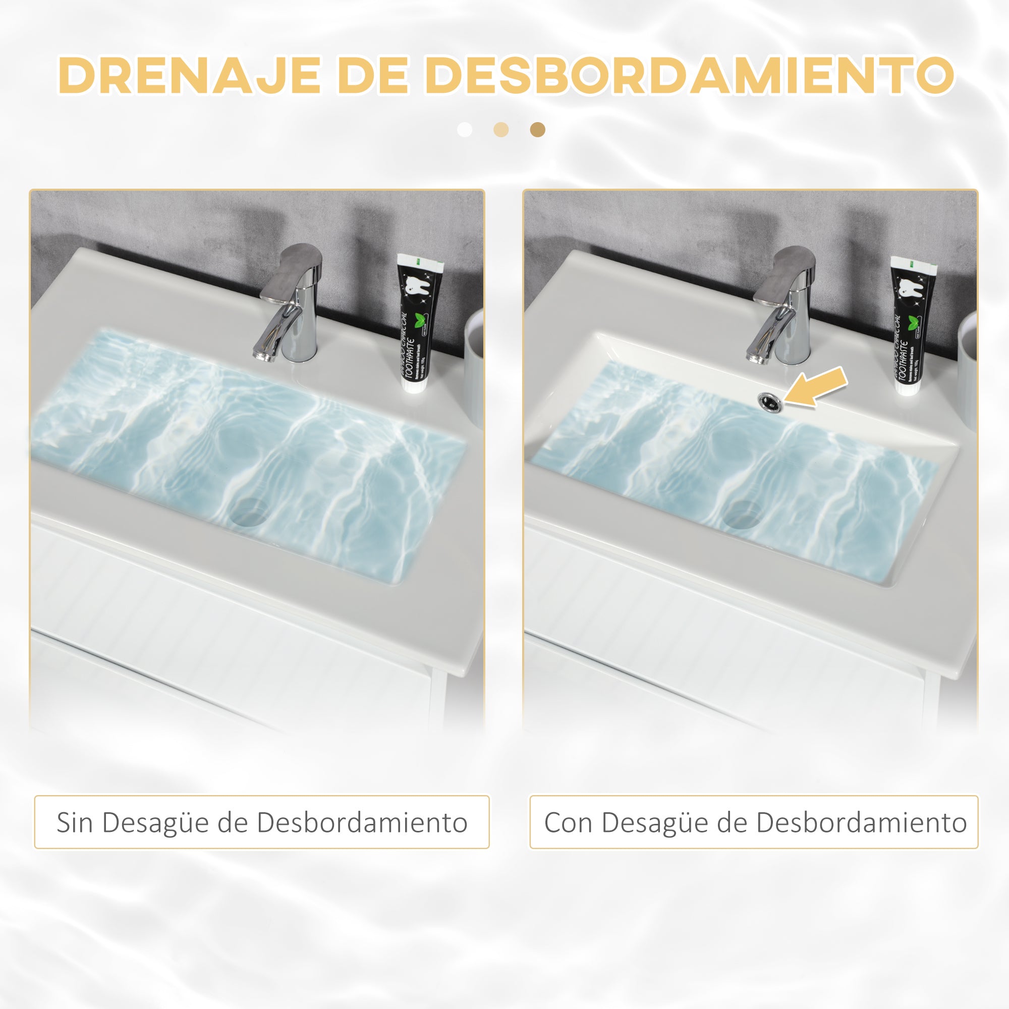 Bathroom Vanity Unit with Sink Under Sink Cabinet Synthetic Ceramic Hand Washbasin with 2 Drawers 61x37x88 cm Bright White