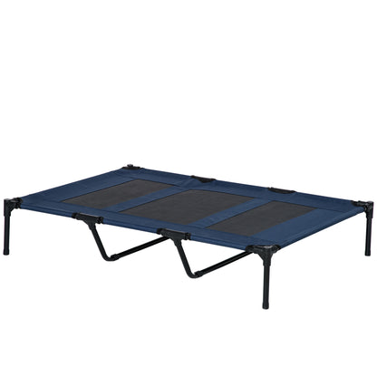 Dog Bed Outdoor Dog Cot Cat Bed Pet Bed Sleeping Place Metal Oxford Fabric Dark Blue 122 x 92 x 23 cm