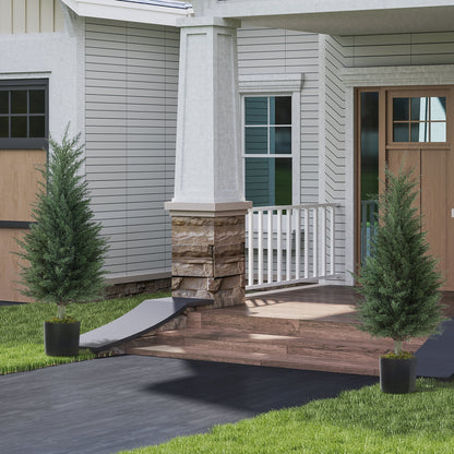 Set of 2 Artificial Cypress Trees, 35.4 in Faux Plants with Moss in Pots, UV-Resistant — Realistic PE Leaves for Indoor & Outdoor Decor