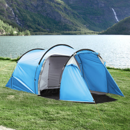 Camping Tent for 2-3 People Stable Waterproof Family Tent with Two Sleeping Cabins Vestibule with Standing Height, Dome Tent with 2000mm Water Column Tunnel Tent Camping Travel, Light Blue