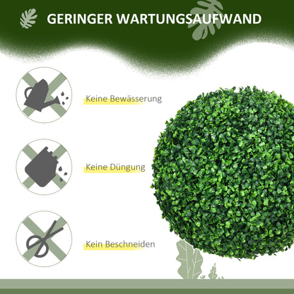 2-Pack Large Artificial Boxwood Ball Ø40 cm, UV-Resistant Fake Plant in Pot, Plastic Artificial Plants, Realistic Decor for Living Room Bedroom Office Garden Gift