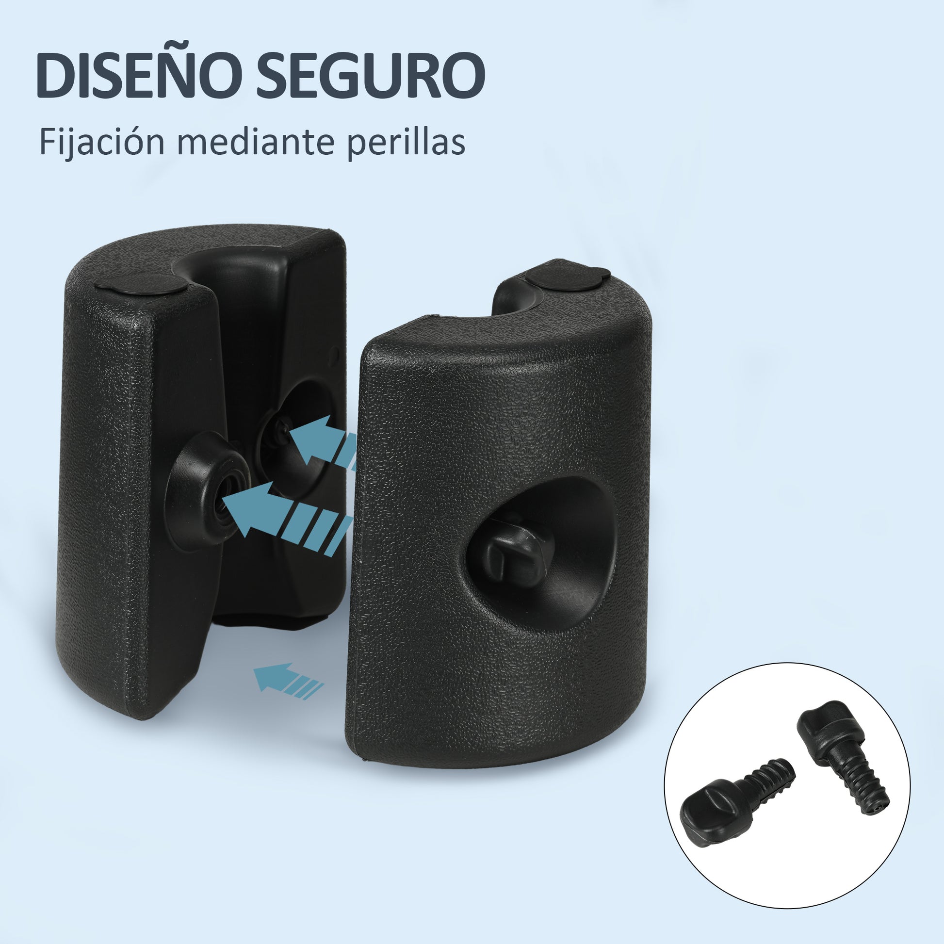 Pack of 4 Weights for Folding Tents Fillable Supports with 9.2 kg of Water or 12 kg of Sand Gazebo Weights with Fixing Knobs Ø24x25.5 cm Black