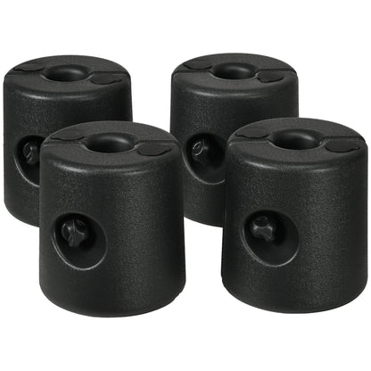 Pack of 4 Weights for Folding Tents Fillable Supports with 9.2 kg of Water or 12 kg of Sand Gazebo Weights with Fixing Knobs Ø24x25.5 cm Black