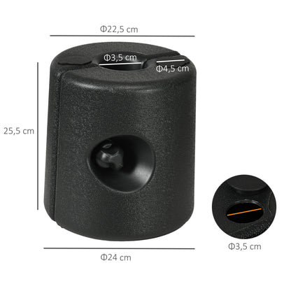 Pack of 4 Weights for Folding Tents Fillable Supports with 9.2 kg of Water or 12 kg of Sand Gazebo Weights with Fixing Knobs Ø24x25.5 cm Black