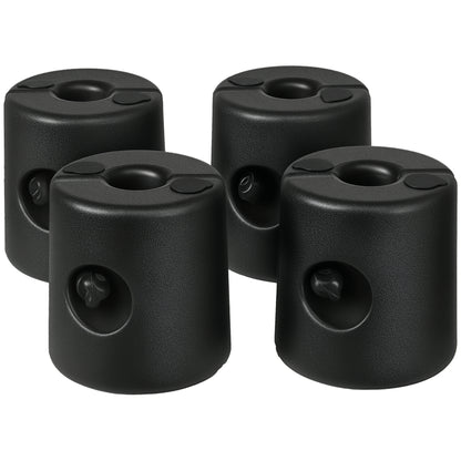 Pack of 4 Weights for Folding Tents Fillable Supports with 9.2 kg of Water or 12 kg of Sand Gazebo Weights with Fixing Knobs Ø24x25.5 cm Black