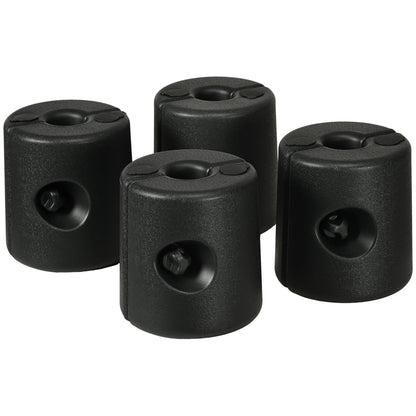Pack of 4 Weights for Folding Tents Fillable Supports with 9.2 kg of Water or 12 kg of Sand Gazebo Weights with Fixing Knobs Ø24x25.5 cm Black