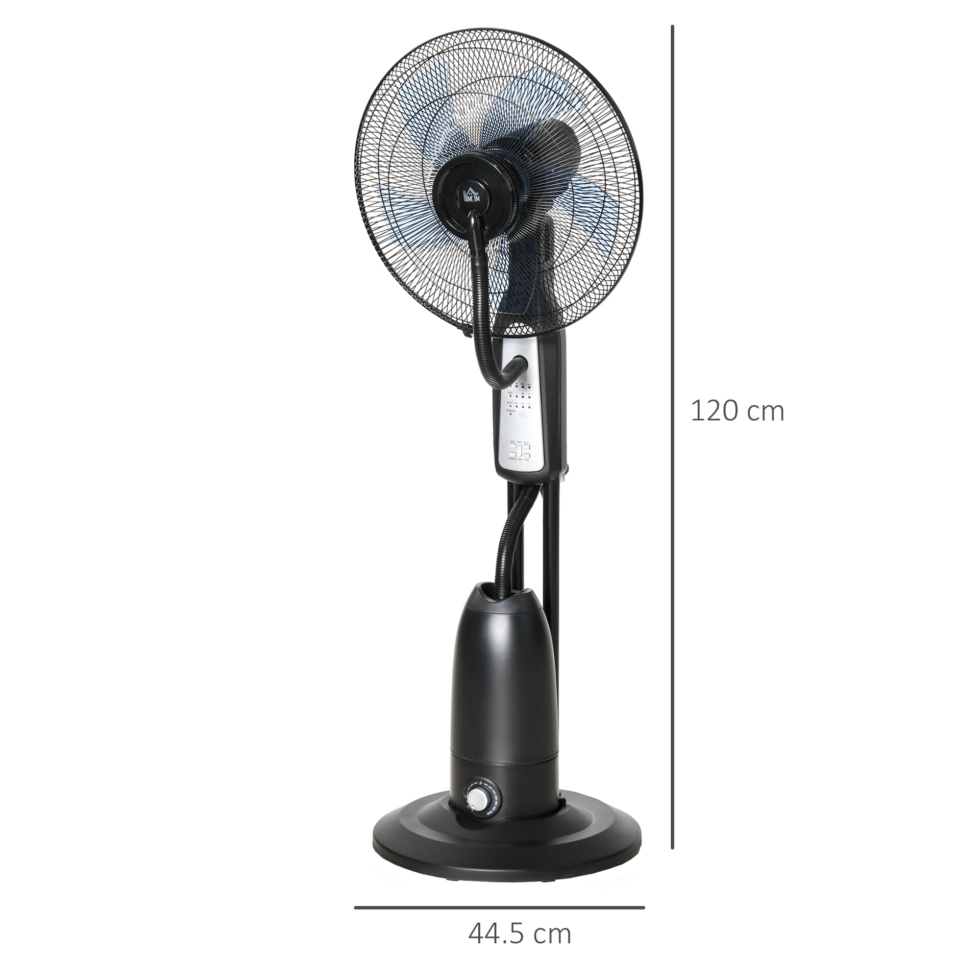 Water Cooled Pedestal Fan with Mist Spray, Remote Control, 3 Speeds, 2.8 L Water Tank, Timer Function, Oscillating, 90 W Water Fan, 120 cm