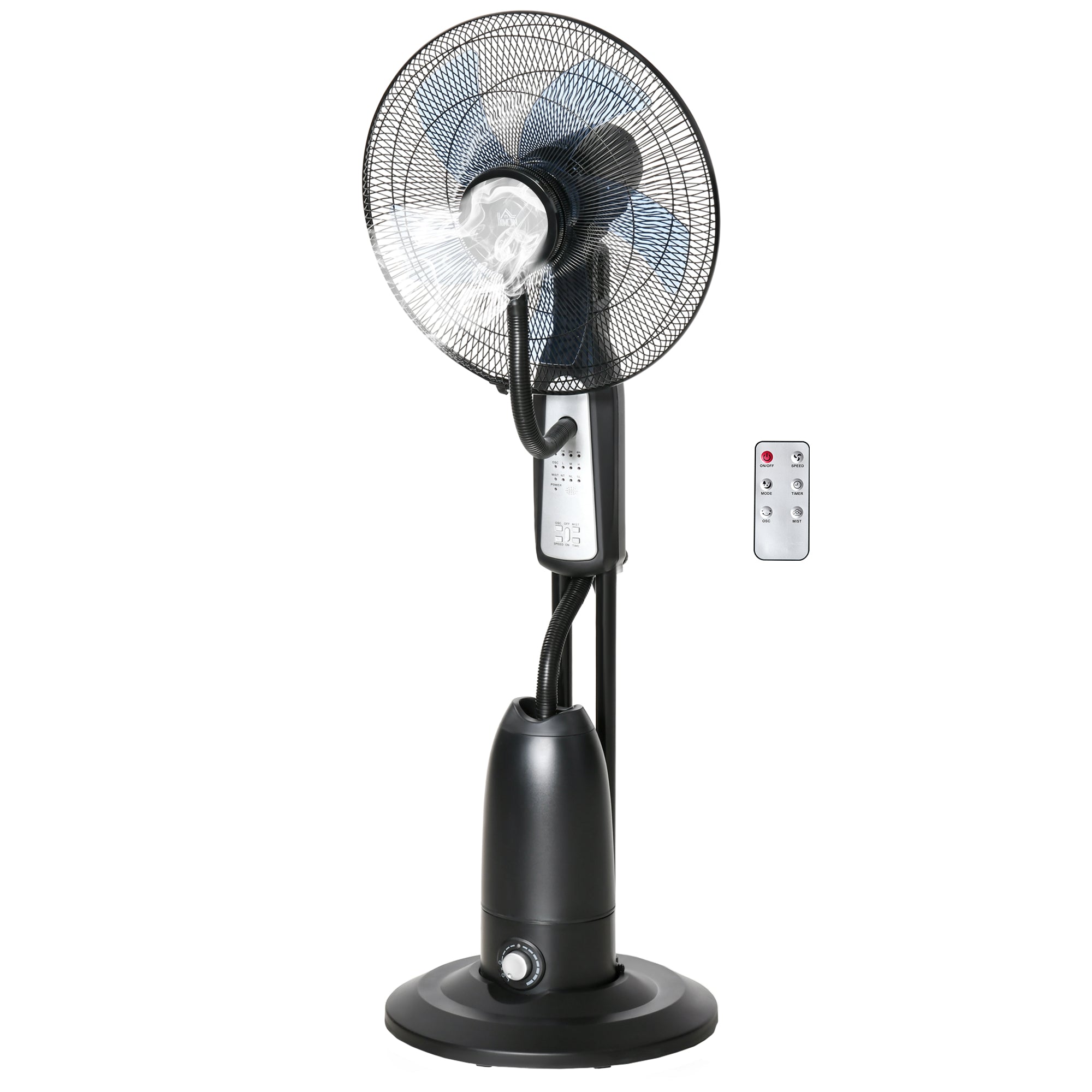 Water Cooled Pedestal Fan with Mist Spray, Remote Control, 3 Speeds, 2.8 L Water Tank, Timer Function, Oscillating, 90 W Water Fan, 120 cm