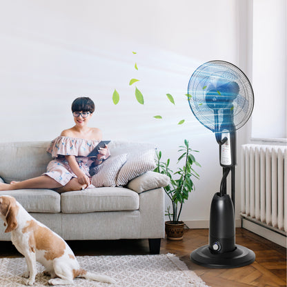 Water Cooled Pedestal Fan with Mist Spray, Remote Control, 3 Speeds, 2.8 L Water Tank, Timer Function, Oscillating, 90 W Water Fan, 120 cm