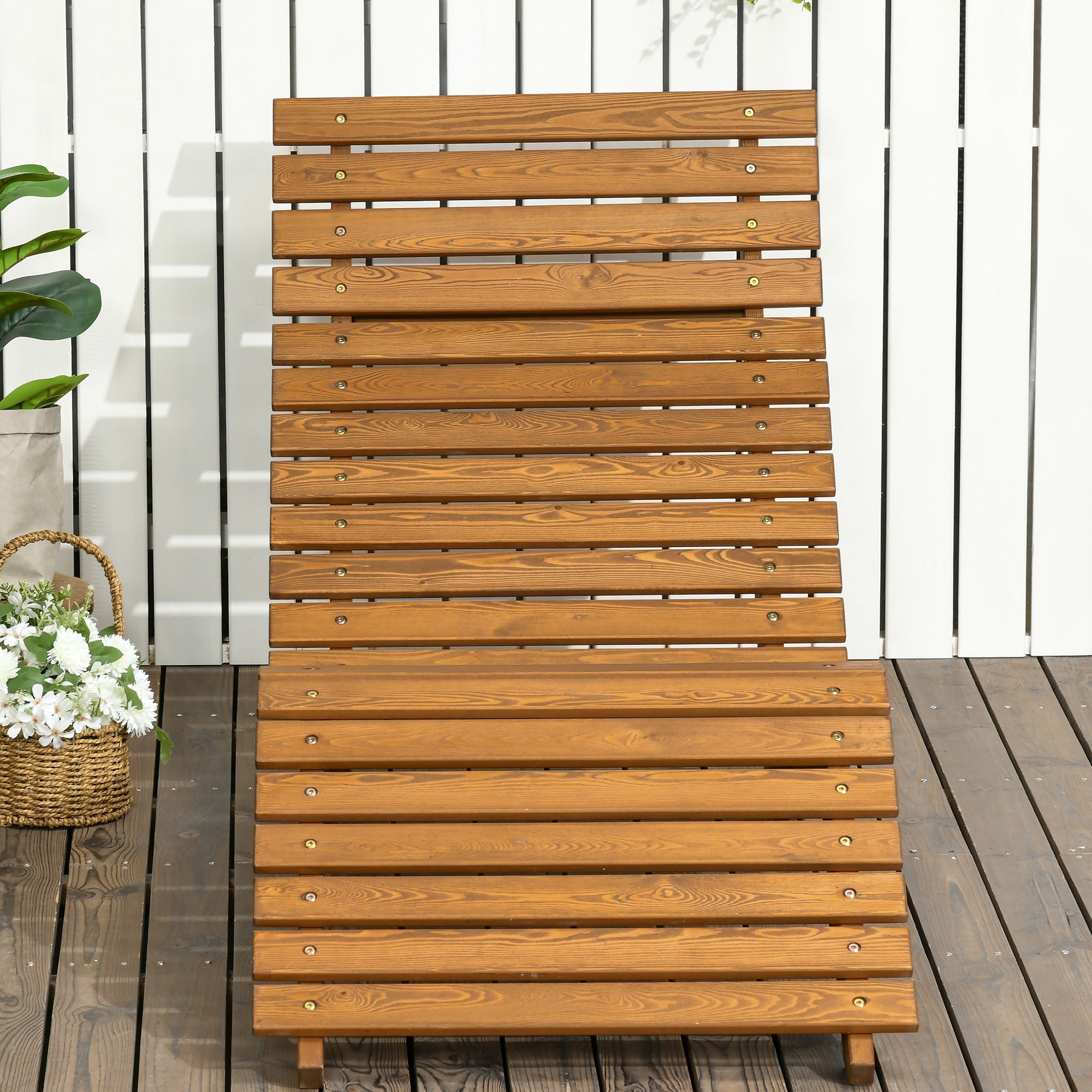 Sun Lounger, Recliner, Garden Lounger, Relaxing Chair for Pool Area, Balcony, Supports up to 120 kg, Solid Wood, Teak, 66 x 170 x 77 cm