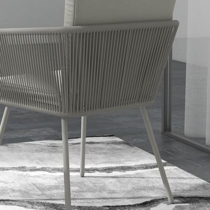 Colonial Style 3-Piece Garden Lounge Set 2 Armchairs with Gray Cushions + Gray Epoxy Steel Wicker Coffee Table