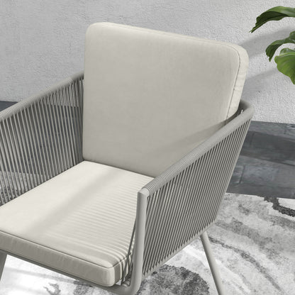 Colonial Style 3-Piece Garden Lounge Set 2 Armchairs with Gray Cushions + Gray Epoxy Steel Wicker Coffee Table