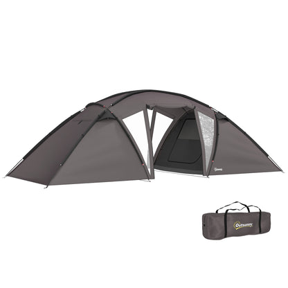 Family Camping Tent for 4-6 People, 3000mm Waterproof Tunnel Tent with 2 Doors, Windows, Carry Bag, Groundsheet for Camping Travel Hiking Garden, Black