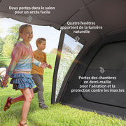 Family Camping Tent for 4-6 People, 3000mm Waterproof Tunnel Tent with 2 Doors, Windows, Carry Bag, Groundsheet for Camping Travel Hiking Garden, Black