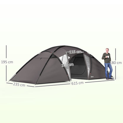 Family Camping Tent for 4-6 People, 3000mm Waterproof Tunnel Tent with 2 Doors, Windows, Carry Bag, Groundsheet for Camping Travel Hiking Garden, Black