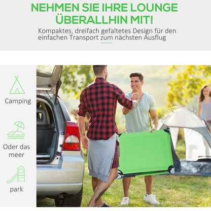 Folding Sun Lounger Garden Lounger with Face Hole, Headrest, Lounger with 4-Position Adjustable Backrest, Weather-Resistant Camping Lounger up to 120 kg load-bearing capacity, for Garden Beach Pool, Green