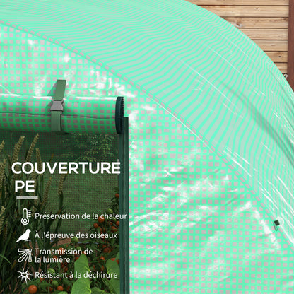 6m² Garden Tunnel Greenhouse Tomato Greenhouse with Integrated Watering System 3L x 2W x 2H m Reinforced Steel + High-Density PE 140 g/m² 6 Windows Roll-Up Door Green