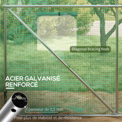 6m² Garden Tunnel Greenhouse Tomato Greenhouse with Integrated Watering System 3L x 2W x 2H m Reinforced Steel + High-Density PE 140 g/m² 6 Windows Roll-Up Door Green