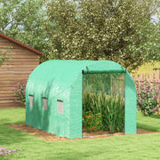 6m² Garden Tunnel Greenhouse Tomato Greenhouse with Integrated Watering System 3L x 2W x 2H m Reinforced Steel + High-Density PE 140 g/m² 6 Windows Roll-Up Door Green