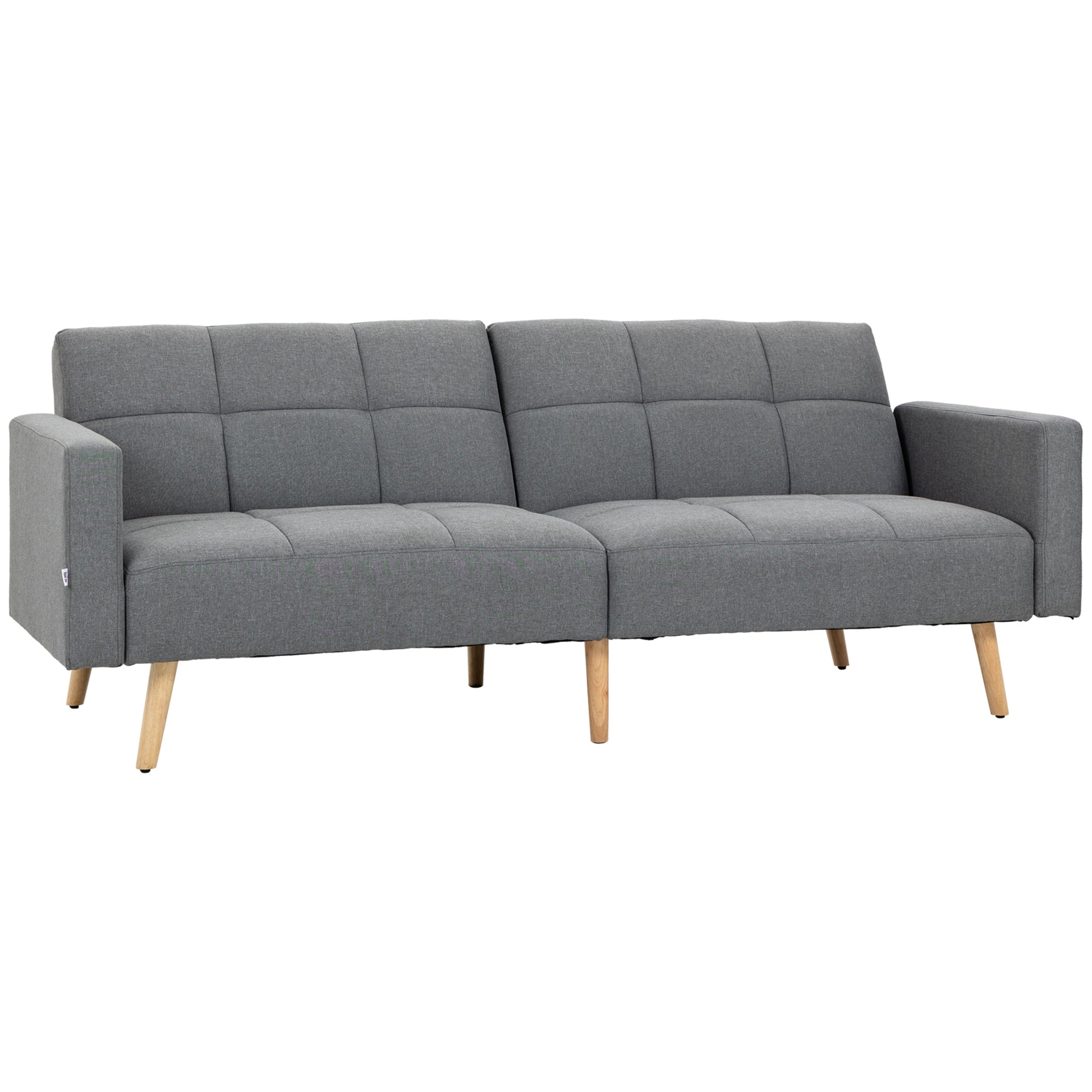 2 in 1 Sleeper Sofa 205 x 88 cm Sofa with Bed Function, Couch with Seat Cushion, Linen Look, Adjustable Backrest for Living Room, Bedroom, Gray