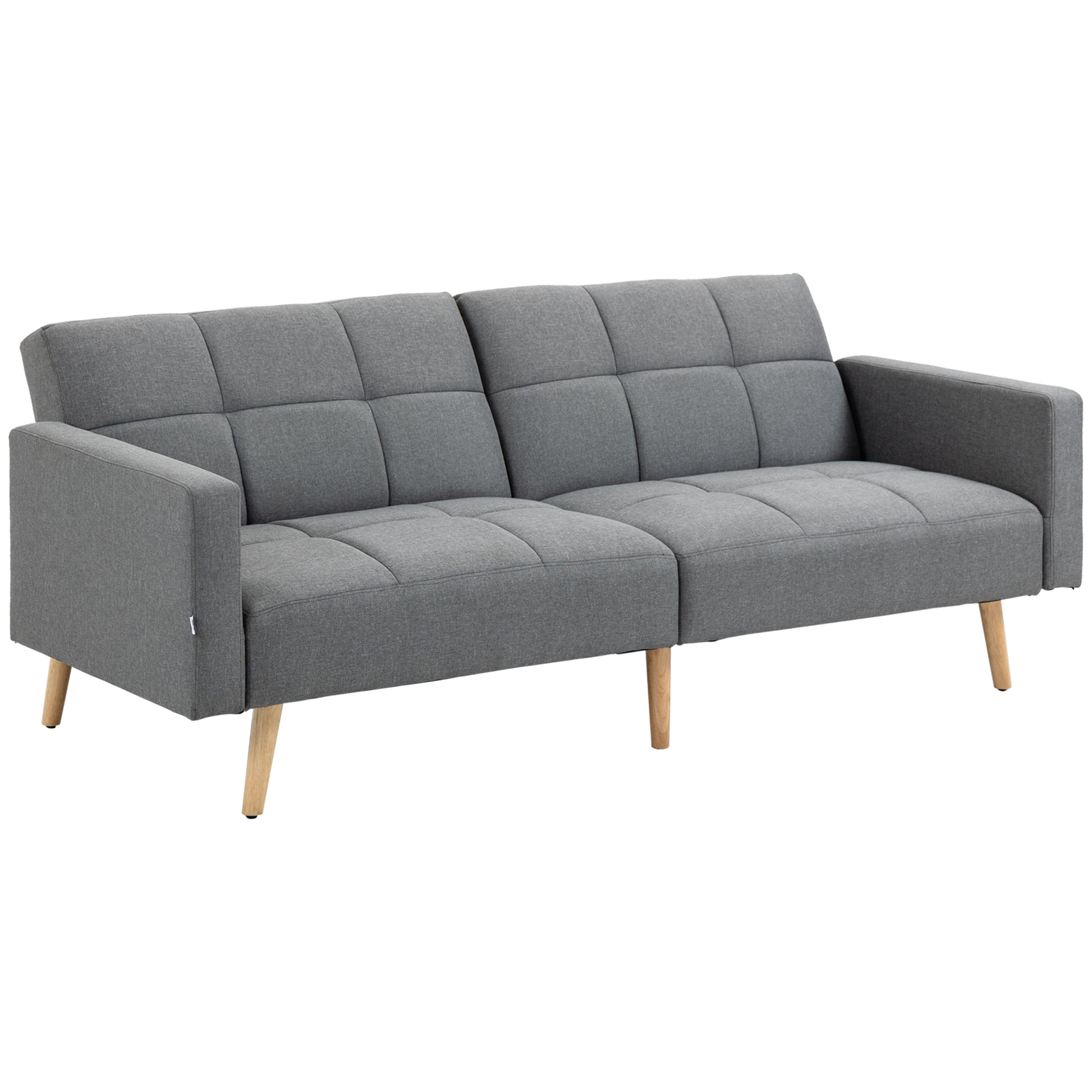 2 in 1 Sleeper Sofa 205 x 88 cm Sofa with Bed Function, Couch with Seat Cushion, Linen Look, Adjustable Backrest for Living Room, Bedroom, Gray