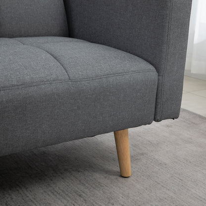 2 in 1 Sleeper Sofa 205 x 88 cm Sofa with Bed Function, Couch with Seat Cushion, Linen Look, Adjustable Backrest for Living Room, Bedroom, Gray