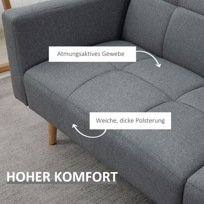 2 in 1 Sleeper Sofa 205 x 88 cm Sofa with Bed Function, Couch with Seat Cushion, Linen Look, Adjustable Backrest for Living Room, Bedroom, Gray