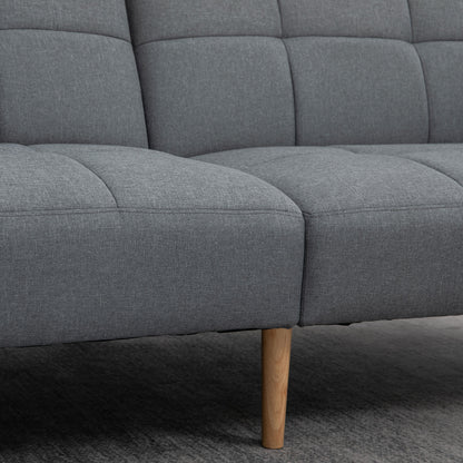 2 in 1 Sleeper Sofa 205 x 88 cm Sofa with Bed Function, Couch with Seat Cushion, Linen Look, Adjustable Backrest for Living Room, Bedroom, Gray