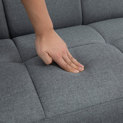 2 in 1 Sleeper Sofa 205 x 88 cm Sofa with Bed Function, Couch with Seat Cushion, Linen Look, Adjustable Backrest for Living Room, Bedroom, Gray