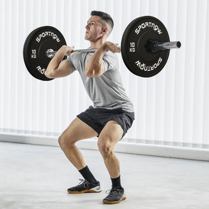 SPORTNOW 2-Pack Barbell Weights, 2 x 10kg Weights, Weight Plate Set, Weight Plates for 5 cm Barbell, Ø 50 mm Bore, Black