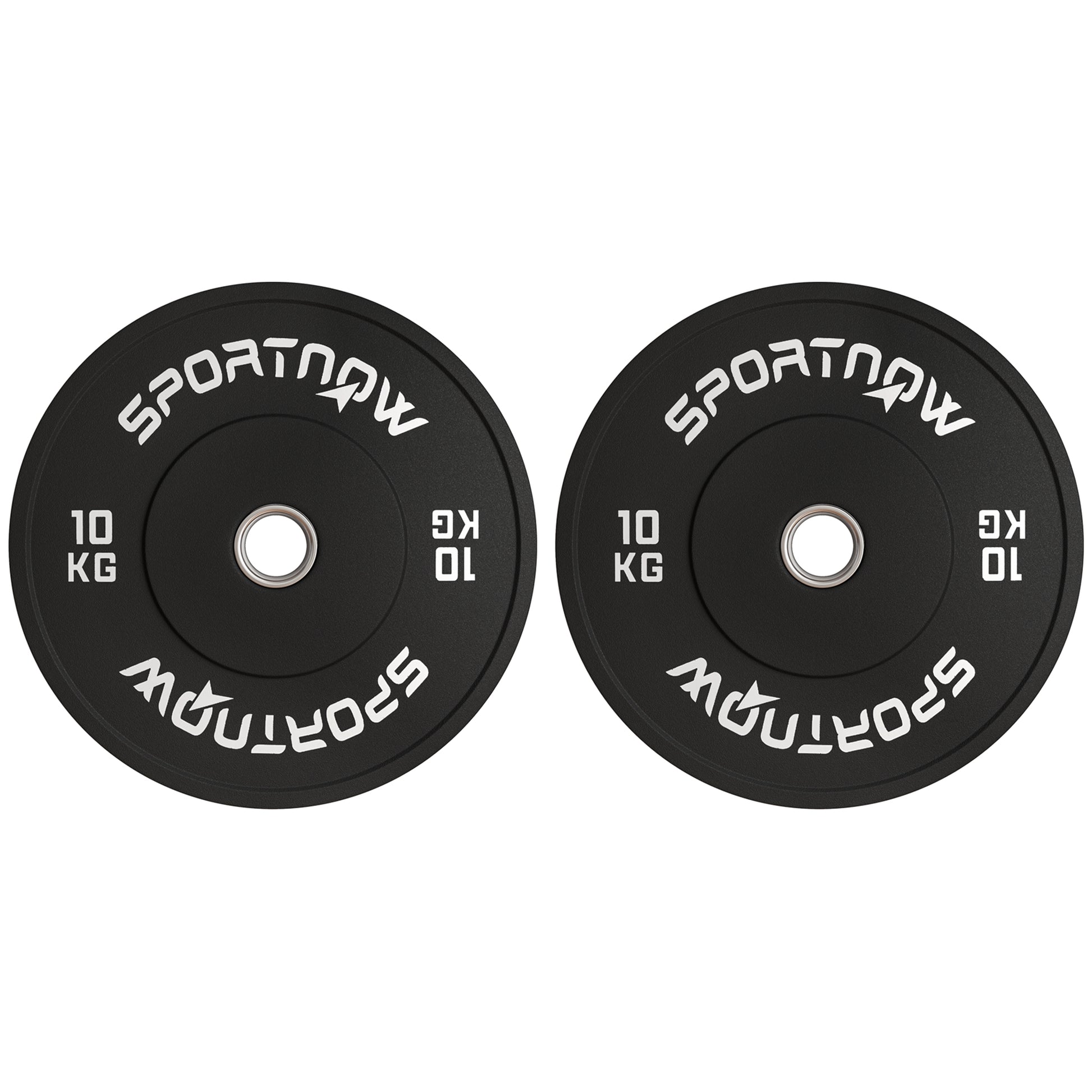 SPORTNOW 2-Pack Barbell Weights, 2 x 10kg Weights, Weight Plate Set, Weight Plates for 5 cm Barbell, Ø 50 mm Bore, Black