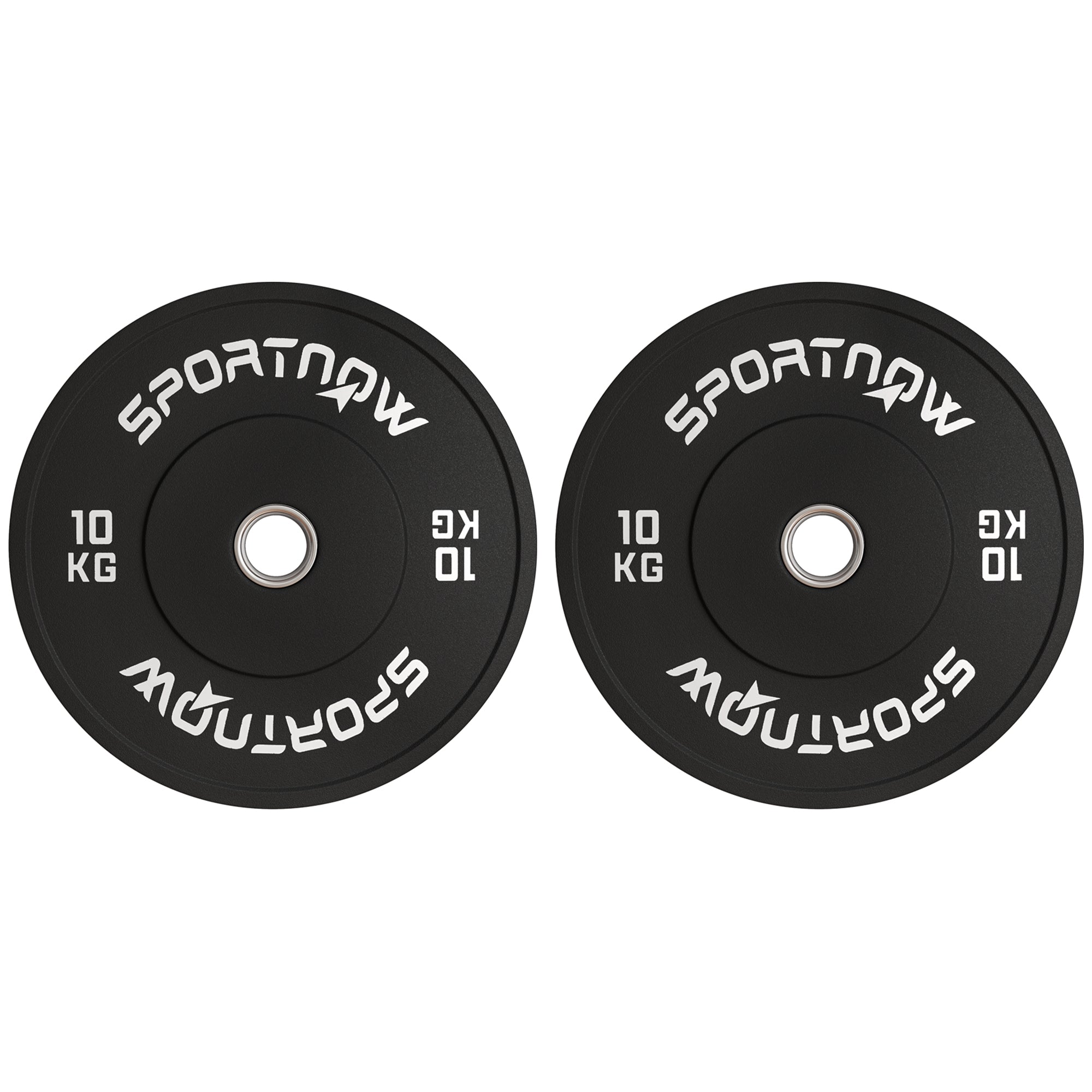 SPORTNOW 2-Pack Barbell Weights, 2 x 10kg Weights, Weight Plate Set, Weight Plates for 5 cm Barbell, Ø 50 mm Bore, Black