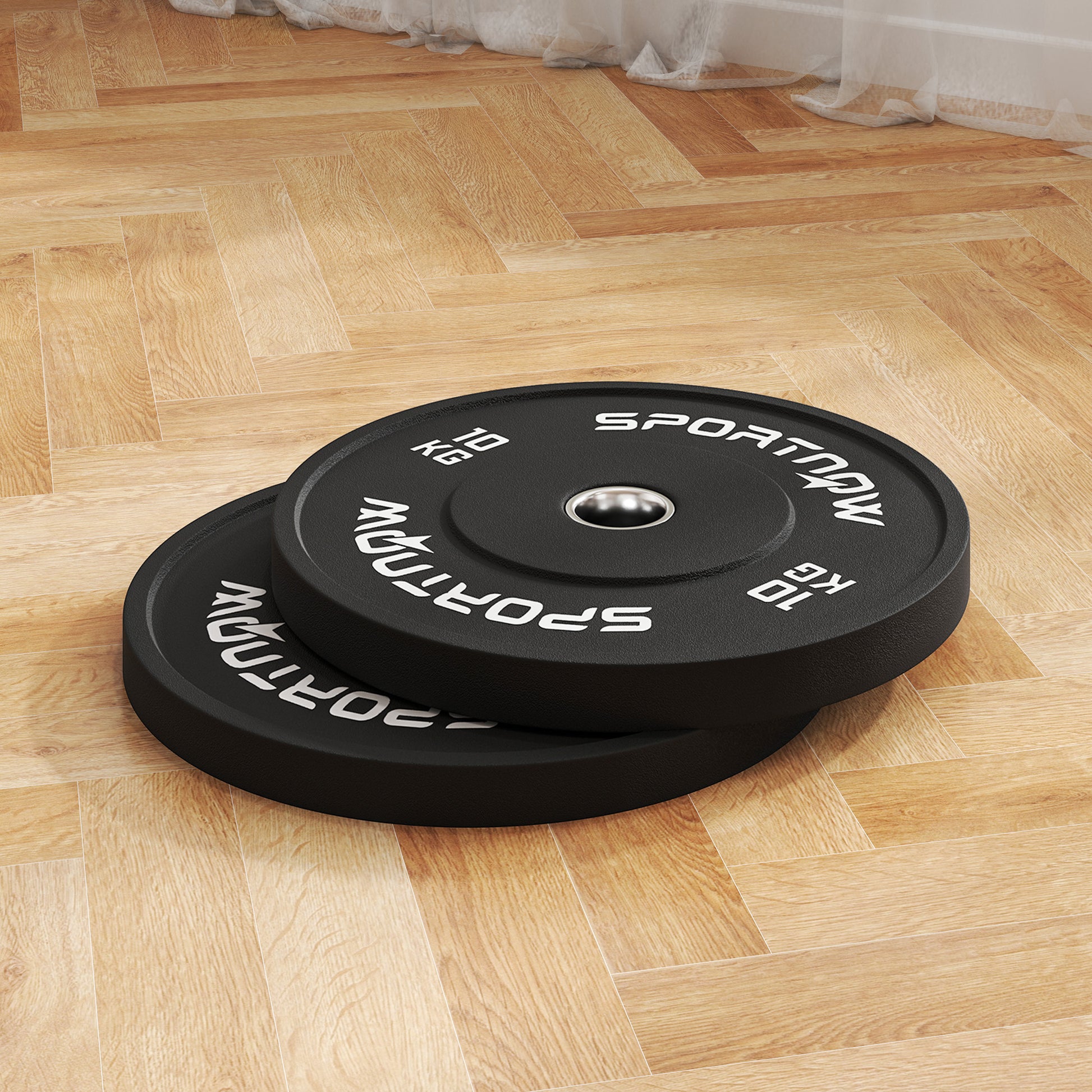 SPORTNOW 2-Pack Barbell Weights, 2 x 10kg Weights, Weight Plate Set, Weight Plates for 5 cm Barbell, Ø 50 mm Bore, Black