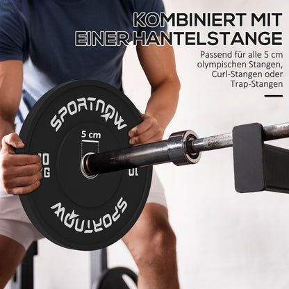 SPORTNOW 2-Pack Barbell Weights, 2 x 10kg Weights, Weight Plate Set, Weight Plates for 5 cm Barbell, Ø 50 mm Bore, Black