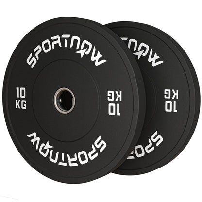 SPORTNOW 2-Pack Barbell Weights, 2 x 10kg Weights, Weight Plate Set, Weight Plates for 5 cm Barbell, Ø 50 mm Bore, Black